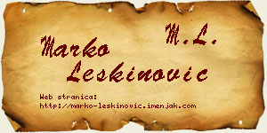 Marko Leškinović vizit kartica